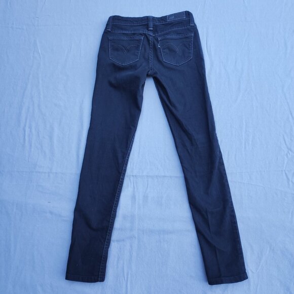 Levi's jeans women's junior size 0 M black colour Demi Curve Skinny Straight Leg - Picture 3 of 15